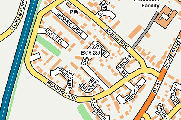 EX15 2SJ map - OS OpenMap – Local (Ordnance Survey)