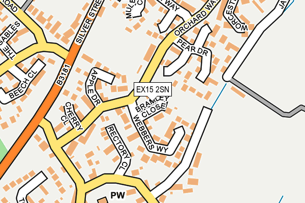 EX15 2SN map - OS OpenMap – Local (Ordnance Survey)