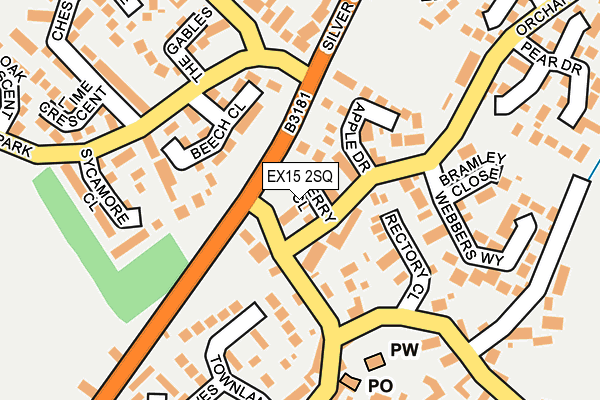 EX15 2SQ map - OS OpenMap – Local (Ordnance Survey)