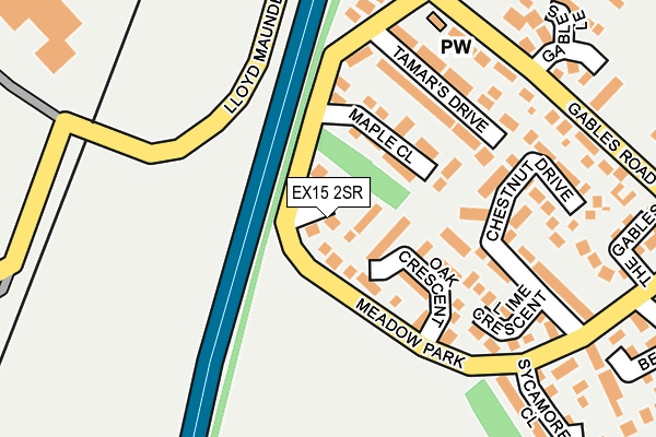 EX15 2SR map - OS OpenMap – Local (Ordnance Survey)