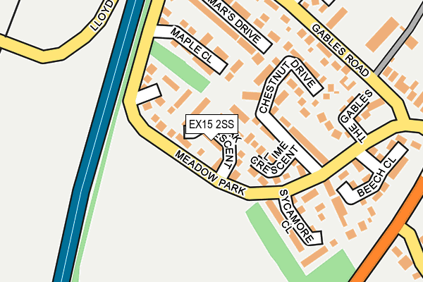 EX15 2SS map - OS OpenMap – Local (Ordnance Survey)