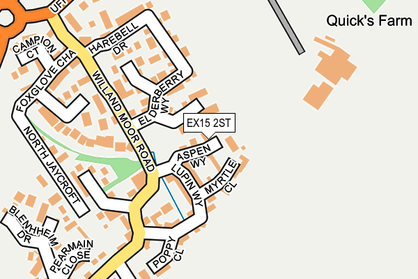 EX15 2ST map - OS OpenMap – Local (Ordnance Survey)