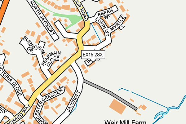 EX15 2SX map - OS OpenMap – Local (Ordnance Survey)