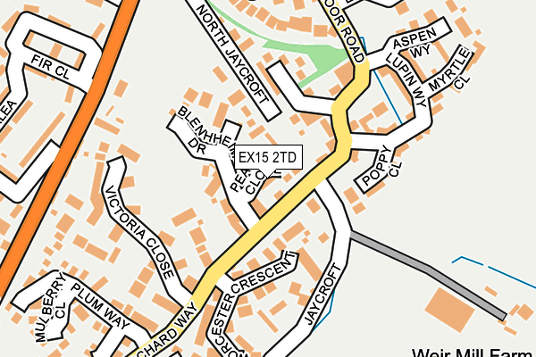 EX15 2TD map - OS OpenMap – Local (Ordnance Survey)
