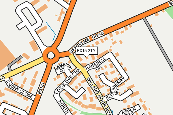EX15 2TY map - OS OpenMap – Local (Ordnance Survey)
