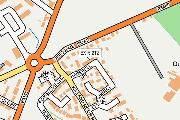 EX15 2TZ map - OS OpenMap – Local (Ordnance Survey)