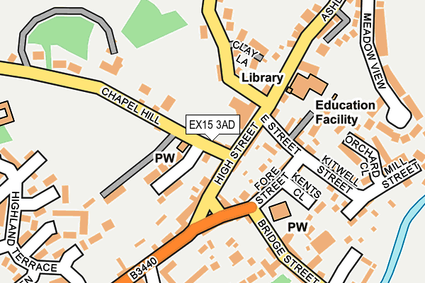 EX15 3AD map - OS OpenMap – Local (Ordnance Survey)