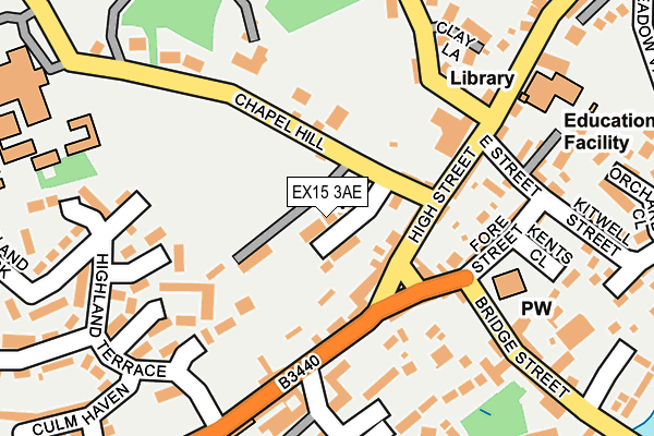 EX15 3AE map - OS OpenMap – Local (Ordnance Survey)