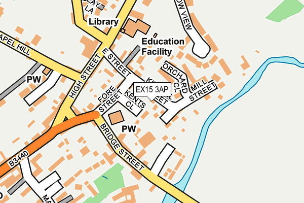 EX15 3AP map - OS OpenMap – Local (Ordnance Survey)