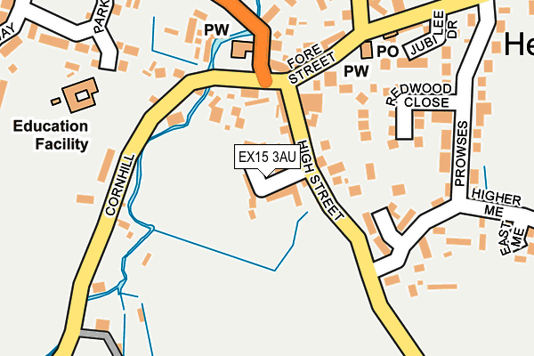 EX15 3AU map - OS OpenMap – Local (Ordnance Survey)