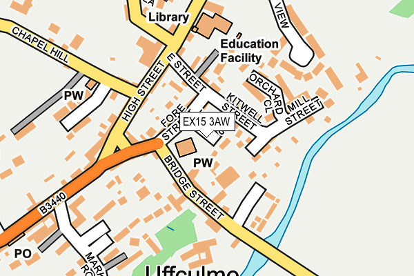 EX15 3AW map - OS OpenMap – Local (Ordnance Survey)