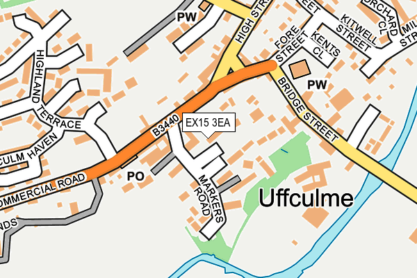 EX15 3EA map - OS OpenMap – Local (Ordnance Survey)