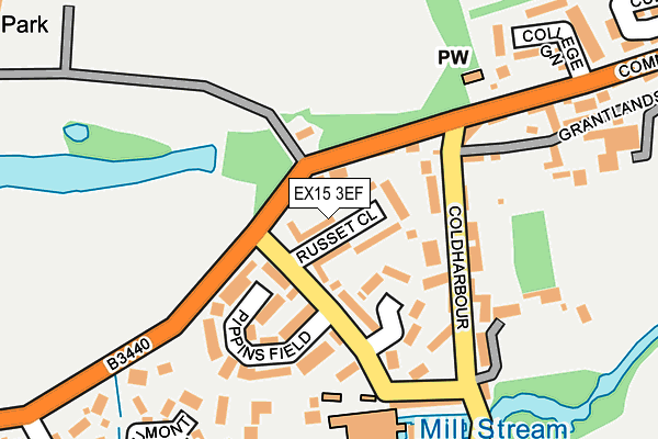 EX15 3EF map - OS OpenMap – Local (Ordnance Survey)