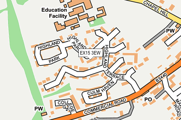 EX15 3EW map - OS OpenMap – Local (Ordnance Survey)