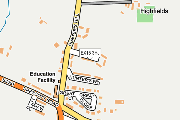 EX15 3HJ map - OS OpenMap – Local (Ordnance Survey)