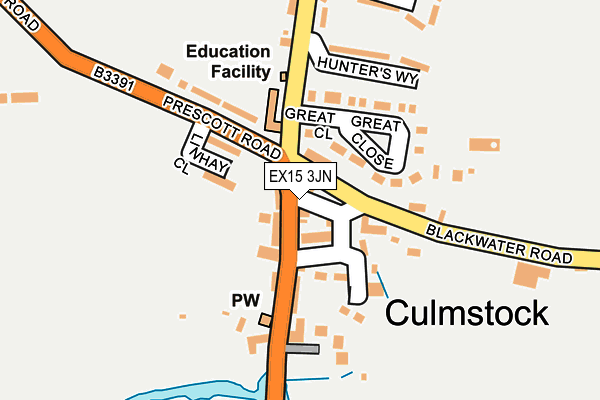 EX15 3JN map - OS OpenMap – Local (Ordnance Survey)