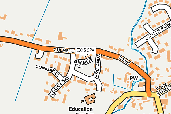 EX15 3PA map - OS OpenMap – Local (Ordnance Survey)