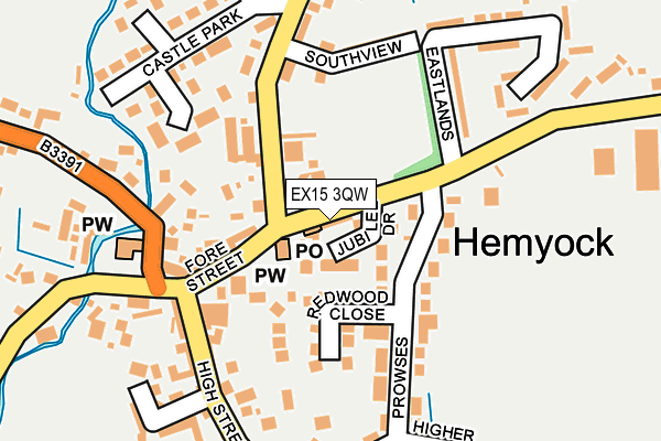EX15 3QW map - OS OpenMap – Local (Ordnance Survey)