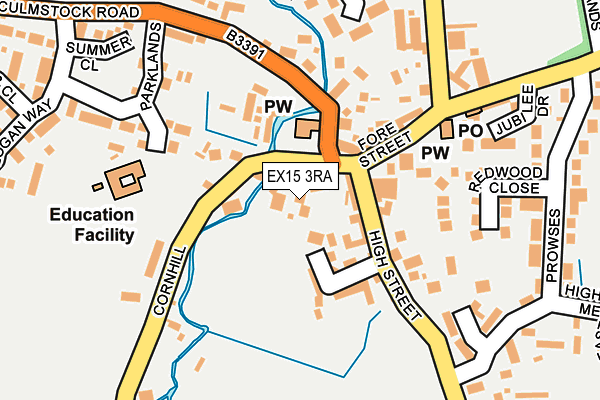 EX15 3RA map - OS OpenMap – Local (Ordnance Survey)