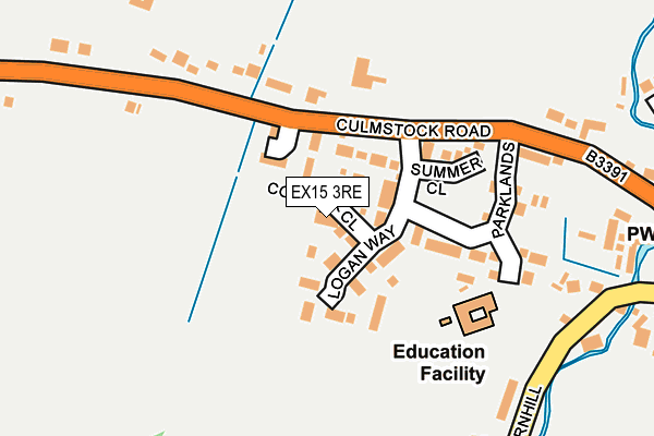 EX15 3RE map - OS OpenMap – Local (Ordnance Survey)