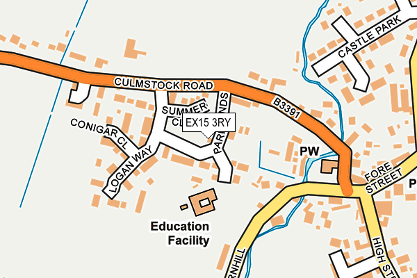 EX15 3RY map - OS OpenMap – Local (Ordnance Survey)