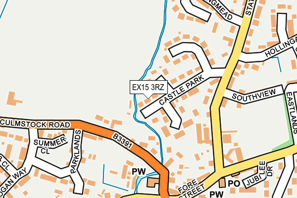 EX15 3RZ map - OS OpenMap – Local (Ordnance Survey)