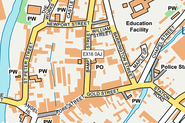 EX16 0AJ map - OS OpenMap – Local (Ordnance Survey)