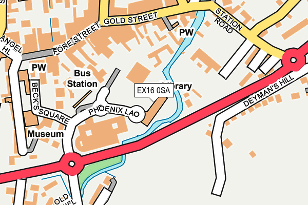 EX16 0SA map - OS OpenMap – Local (Ordnance Survey)