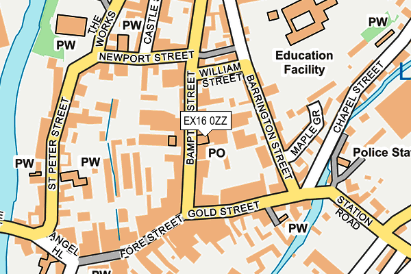 EX16 0ZZ map - OS OpenMap – Local (Ordnance Survey)
