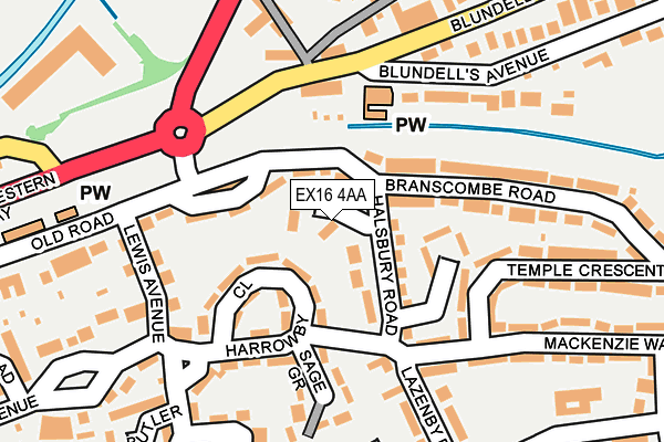 EX16 4AA map - OS OpenMap – Local (Ordnance Survey)