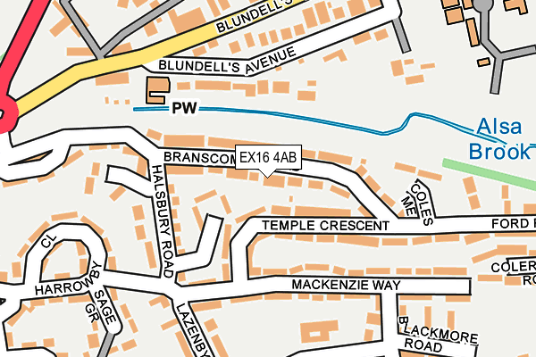 EX16 4AB map - OS OpenMap – Local (Ordnance Survey)