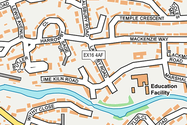 EX16 4AF map - OS OpenMap – Local (Ordnance Survey)
