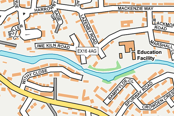 EX16 4AG map - OS OpenMap – Local (Ordnance Survey)