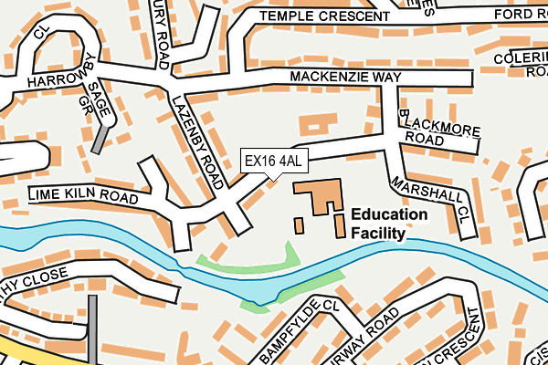 EX16 4AL map - OS OpenMap – Local (Ordnance Survey)