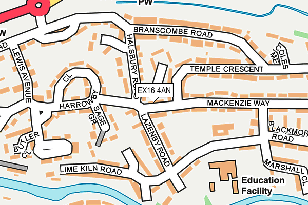 EX16 4AN map - OS OpenMap – Local (Ordnance Survey)