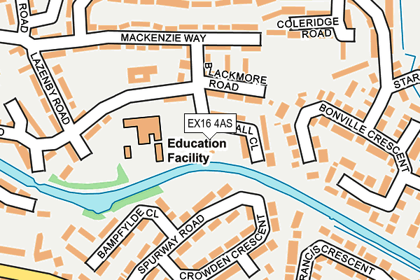 EX16 4AS map - OS OpenMap – Local (Ordnance Survey)