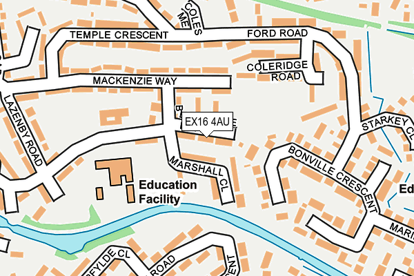 EX16 4AU map - OS OpenMap – Local (Ordnance Survey)