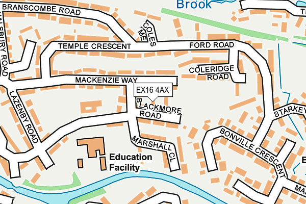 EX16 4AX map - OS OpenMap – Local (Ordnance Survey)