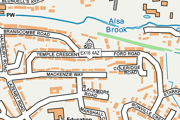 EX16 4AZ map - OS OpenMap – Local (Ordnance Survey)