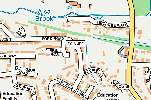 EX16 4BE map - OS OpenMap – Local (Ordnance Survey)