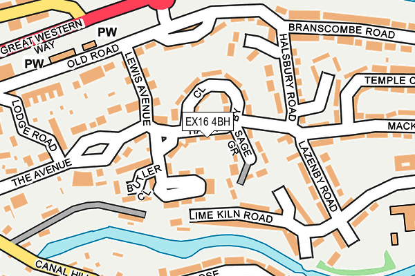 EX16 4BH map - OS OpenMap – Local (Ordnance Survey)