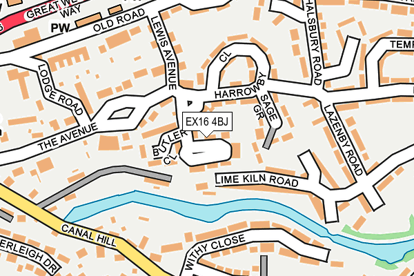 EX16 4BJ map - OS OpenMap – Local (Ordnance Survey)
