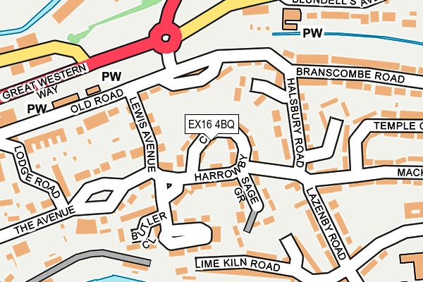 EX16 4BQ map - OS OpenMap – Local (Ordnance Survey)