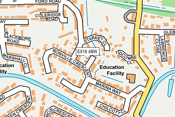 EX16 4BW map - OS OpenMap – Local (Ordnance Survey)