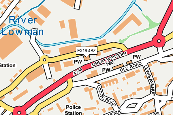 EX16 4BZ map - OS OpenMap – Local (Ordnance Survey)