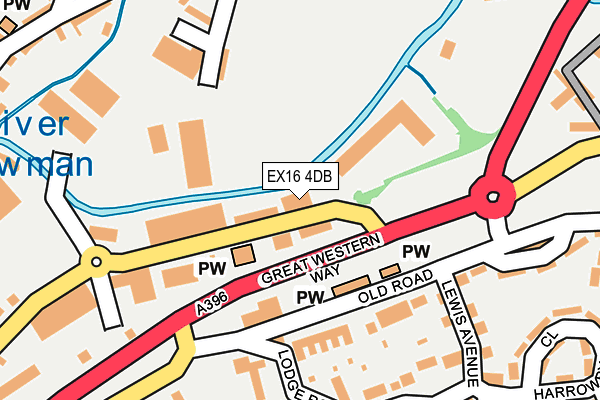 EX16 4DB map - OS OpenMap – Local (Ordnance Survey)