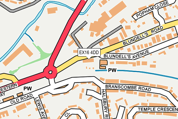 EX16 4DD map - OS OpenMap – Local (Ordnance Survey)