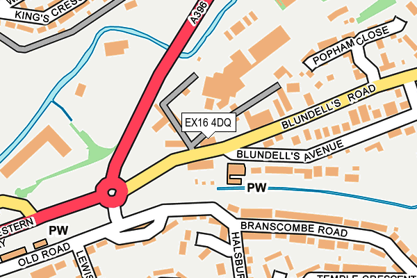 EX16 4DQ map - OS OpenMap – Local (Ordnance Survey)