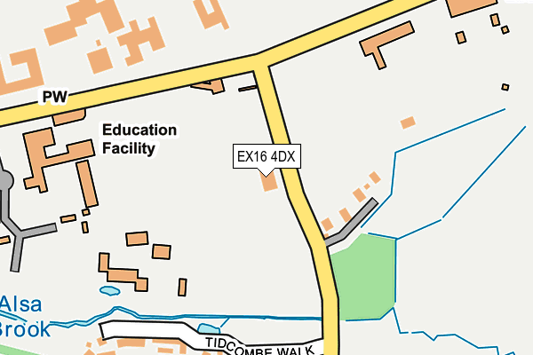 EX16 4DX map - OS OpenMap – Local (Ordnance Survey)