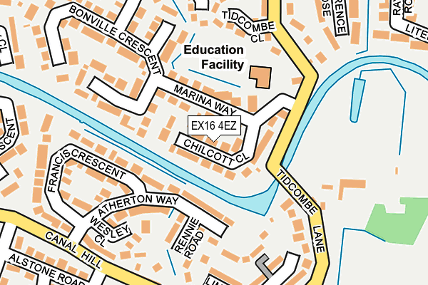 EX16 4EZ map - OS OpenMap – Local (Ordnance Survey)